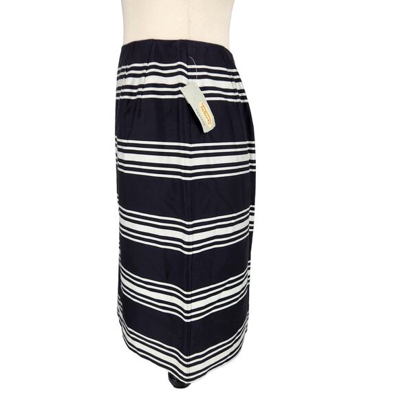 SALE Talbots Satin Navy and White Striped Pencil Skirt 2 Petite NWT - Picture 3 of 7